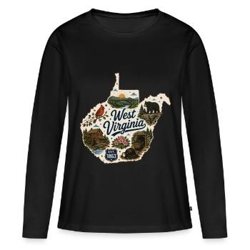 West Virginia Mountain State Vintage-Aufkleber - Frauen Premium Bio Langarmshirt - Schwarz - Vorne - Julia (174cm)