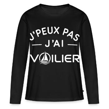 Voilier Humour Cadeau Passionné de Voile - T-shirt manches longues Premium bio Femme - noir - Devant - Julia (174cm)
