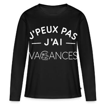 Vacances Humour Cadeau Esprit Détente - T-shirt manches longues Premium bio Femme - noir - Devant - Julia (174cm)