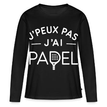 Padel Humour Cadeau Passionné de Raquette - T-shirt manches longues Premium bio Femme - noir - Devant - Julia (174cm)