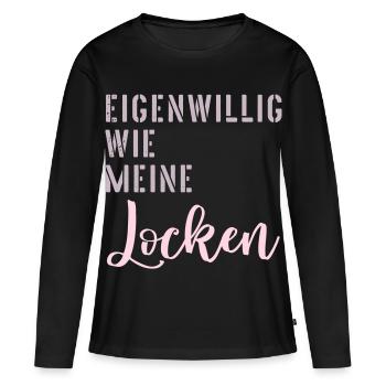 Haare Locken Eigenwillig - Frauen Premium Bio Langarmshirt - Schwarz - Vorne - Julia (174cm)