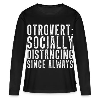 Distanciation sociale des otroverts - T-shirt manches longues Premium bio Femme - noir - Devant - Julia (174cm)
