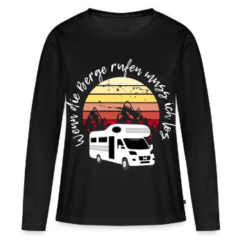 Wenn die Berge rufen, Camping Wohnmobil - Frauen Premium Bio Langarmshirt - Schwarz - Vorne - Julia (174cm)