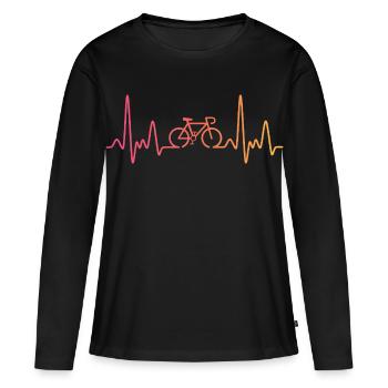 Sunset Cycling Heartbeat Cycling - Women's Premium Organic Long Sleeve Shirt - black - Front - Julia (174cm)