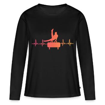 Gymnastik Sonnenuntergangs-Herzschlagturnerin - Frauen Premium Bio Langarmshirt - Schwarz - Vorne - Julia (174cm)
