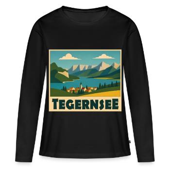 Tegernsee Minimal - Frauen Premium Bio Langarmshirt - Schwarz - Vorne - Julia (174cm)