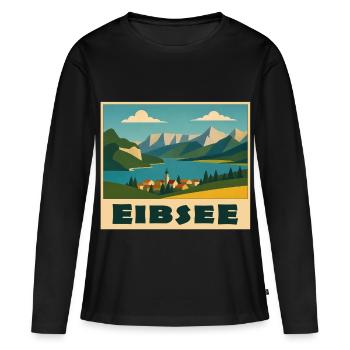 Eibsee Minimal - Frauen Premium Bio Langarmshirt - Schwarz - Vorne - Julia (174cm)