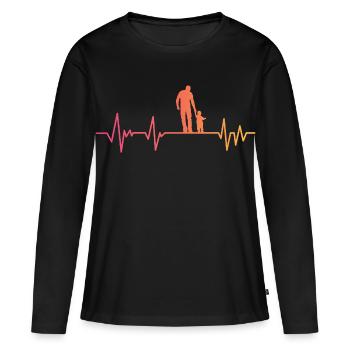 Father and Son Heartbeat Gift Dad Son - Women's Premium Organic Long Sleeve Shirt - black - Front - Julia (174cm)