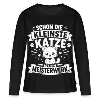 Schon die kleinste Katze ist ein Meisterwerk - Frauen Premium Bio Langarmshirt - Schwarz - Vorne - Julia (174cm)