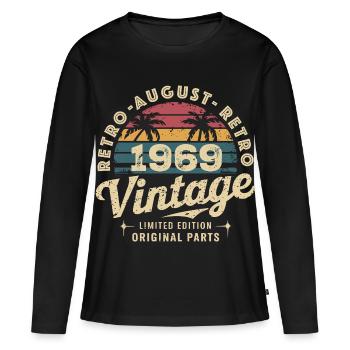 Vintage August 1969 Geburtstag August 1969 Berg - Frauen Premium Bio Langarmshirt - Schwarz - Vorne - Julia (174cm)