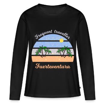 Frequent Traveler Fuerteventura Retro - Frauen Premium Bio Langarmshirt - Schwarz - Vorne - Julia (174cm)