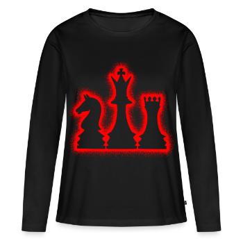 Schachspiel Kinder Schachfiguren Herren Schach - Frauen Premium Bio Langarmshirt - Schwarz - Vorne - Julia (174cm)