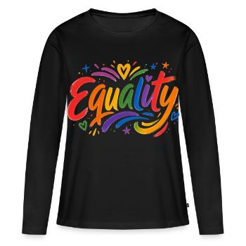 Equality Regenbogen T-Shirt CSD Pride - Frauen Premium Bio Langarmshirt - Schwarz - Vorne - Julia (174cm)