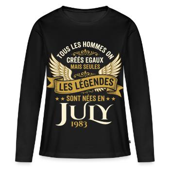 Légende Née En Juillet 1983 Anniversaire - T-shirt manches longues Premium bio Femme - noir - Devant - Julia (174cm)