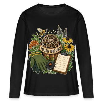 CONTRÔLE DU TUBE POLLINIQUE Plantes - T-shirt manches longues Premium bio Femme - noir - Devant - Julia (174cm)
