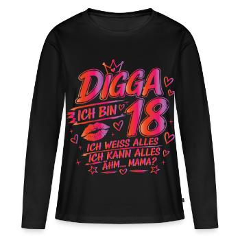 18. Geburtstag Mädchen 18 Jahre 2008 lustig Digga - Frauen Premium Bio Langarmshirt - Schwarz - Vorne - Julia (174cm)
