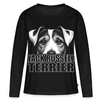 Portrait du Jack Russell Terrier avec lettrage - T-shirt manches longues Premium bio Femme - noir - Devant - Julia (174cm)