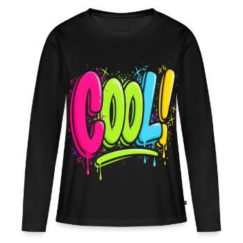 COOL! Neon-Graffiti verspritzt - Frauen Premium Bio Langarmshirt - Schwarz - Vorne - Julia (174cm)