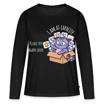 Auf Kapazität – Sensorische Überlastung Katze - Frauen Premium Bio Langarmshirt - Schwarz - Vorne - Julia (174cm)