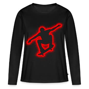 Skater Skate Skateboarder Jungen Kinder Skateboard - Frauen Premium Bio Langarmshirt - Schwarz - Vorne - Julia (174cm)
