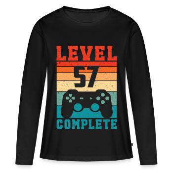 57e anniversaire Niveau 57 Joueur complet 57 ans - T-shirt manches longues Premium bio Femme - noir - Devant - Julia (174cm)