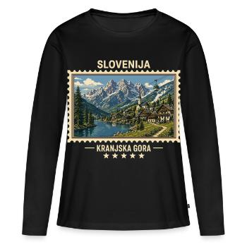 Slowenien Kranjska Gora Vintage Reisemarke - Frauen Premium Bio Langarmshirt - Schwarz - Vorne - Julia (174cm)