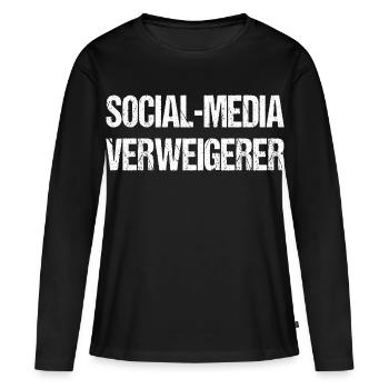 Négationniste des réseaux sociaux : désintoxication numérique hors ligne - T-shirt manches longues Premium bio Femme - noir - Devant - Julia (174cm)