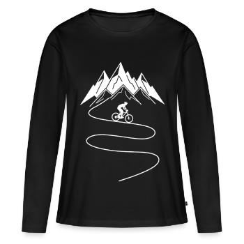 Mountainbike Berge MTB Fahrrad - Frauen Premium Bio Langarmshirt - Schwarz - Vorne - Julia (174cm)