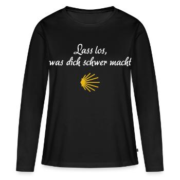 Lass los was dich schwer macht | Jakobsweg Pilger - Frauen Premium Bio Langarmshirt - Schwarz - Vorne - Julia (174cm)