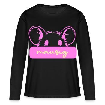 Souris mignonne - T-shirt manches longues Premium bio Femme - noir - Devant - Julia (174cm)