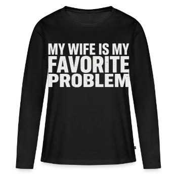 Ma femme est mon problème préféré - T-shirt manches longues Premium bio Femme - noir - Devant - Julia (174cm)