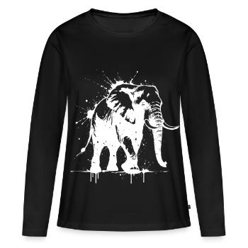 Éléphant Street Art Blanc - T-shirt manches longues Premium bio Femme - noir - Devant - Julia (174cm)