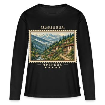 Marque de voyage vintage Armenia Dilijan - T-shirt manches longues Premium bio Femme - noir - Devant - Julia (174cm)
