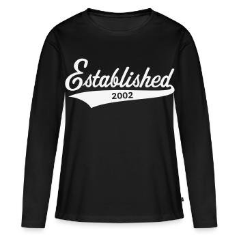 Established 2002 (Geburtsjahr, Geburtstag / White) - Frauen Premium Bio Langarmshirt - Schwarz - Vorne - Julia (174cm)