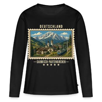 Deutschland Garmisch-Partenkirchen Vintage Reise - Frauen Premium Bio Langarmshirt - Schwarz - Vorne - Julia (174cm)