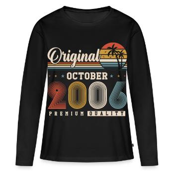 Original 2006 – 20e anniversaire Vintage Rétro - T-shirt manches longues Premium bio Femme - noir - Devant - Julia (174cm)