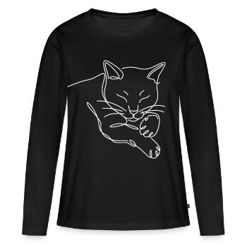 Silhouette de chat chat endormi de White Line - T-shirt manches longues Premium bio Femme - noir - Devant - Julia (174cm)