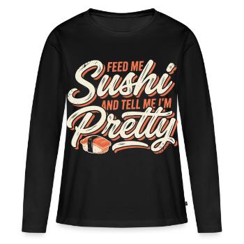 Nourris-moi des sushis jolis - T-shirt manches longues Premium bio Femme - noir - Devant - Julia (174cm)