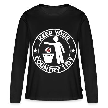 Pas de déchets pour le communisme - T-shirt manches longues Premium bio Femme - noir - Devant - Julia (174cm)