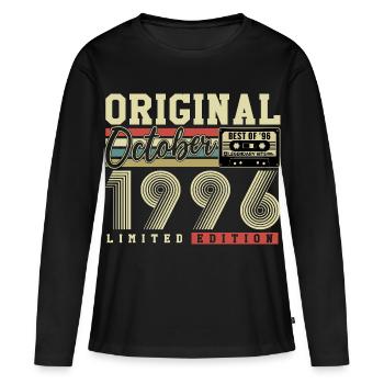 Original octobre 1996 – 30e anniversaire Rétro - T-shirt manches longues Premium bio Femme - noir - Devant - Julia (174cm)
