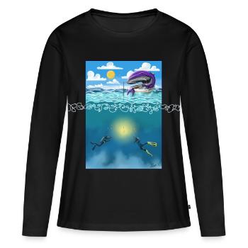 Le « vieux » et la mer - T-shirt manches longues Premium bio Femme - noir - Devant - Julia (174cm)