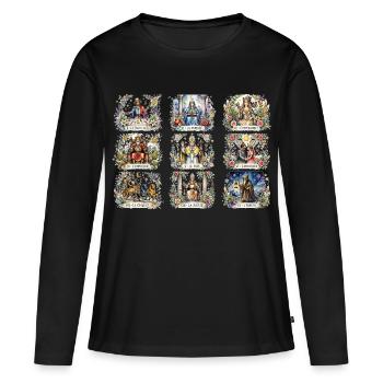 Sorcières - Tarot Majeur - T-shirt manches longues Premium bio Femme - noir - Devant - Julia (174cm)