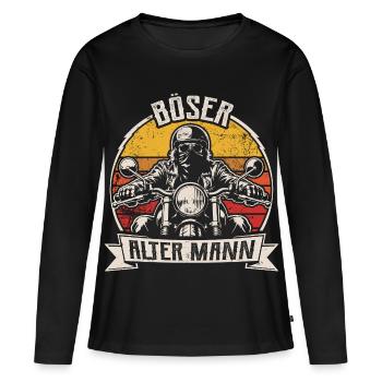 Vieil Homme Maléfique | Un motard rétro qui dit | Moto - T-shirt manches longues Premium bio Femme - noir - Devant - Julia (174cm)