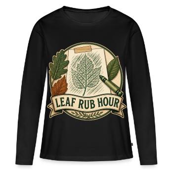 HEURE DE L’ÉRODAGE DES FEUILLES - T-shirt manches longues Premium bio Femme - noir - Devant - Julia (174cm)