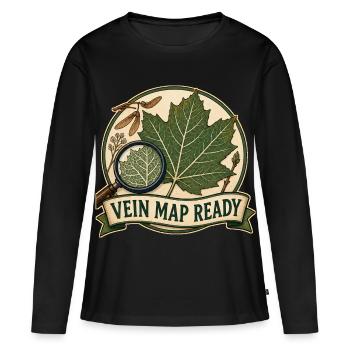 CARTE DES VEINES PRÊTE - T-shirt manches longues Premium bio Femme - noir - Devant - Julia (174cm)