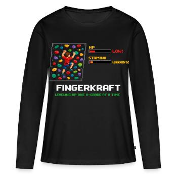 Bloc rétro en pixel art : Dire monter de niveau - T-shirt manches longues Premium bio Femme - noir - Devant - Julia (174cm)