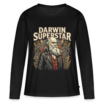 Darwin Superstar - T-shirt manches longues Premium bio Femme - noir - Devant - Julia (174cm)