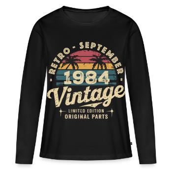 Vintage Septembre 1984 Édition Limitée Septembre - T-shirt manches longues Premium bio Femme - noir - Devant - Julia (174cm)