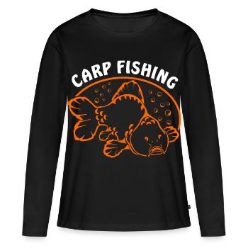 Fische_angeln_002_carp_fishing - T-shirt manches longues Premium bio Femme - noir - Devant - Julia (174cm)