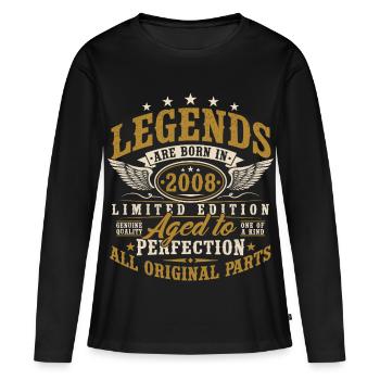 Cadeau rétro vintage d’anniversaire 2008 - T-shirt manches longues Premium bio Femme - noir - Devant - Julia (174cm)